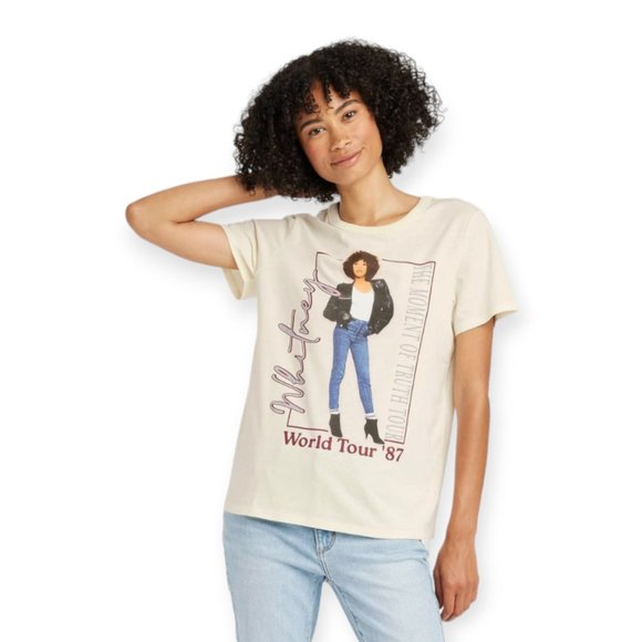 Whitney Houston 1987 World Tour Concert short sleeve T Shirt Women's Sz L - Picture 3 of 10